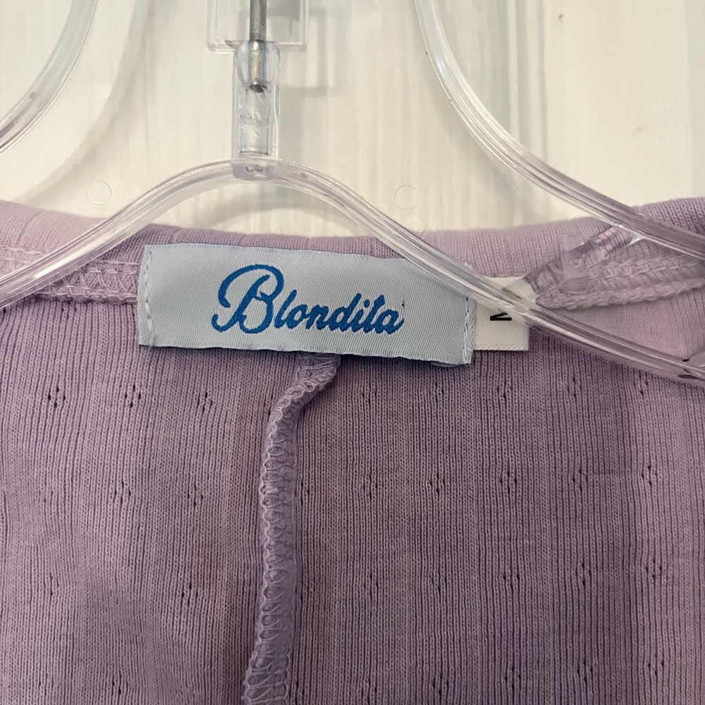 Blondita Janis Sailor Cardigan in Lilac Coquette Cottagecore M